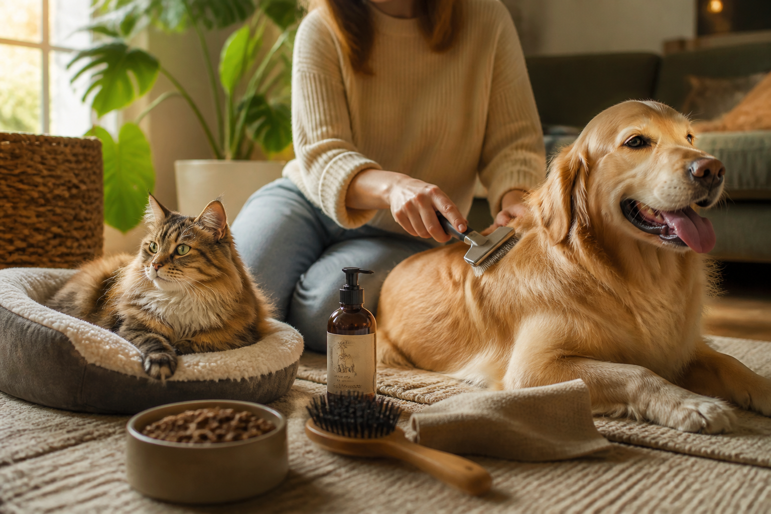 Minska pälsfällning hos hund och katt: Tillskott, borstar och rutiner